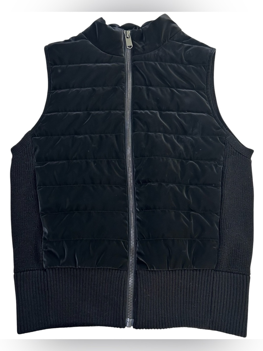 Athleta Hanover Hybrid Vest Women’s Quilted Velvet Rib Knit Full-Zip Black sz S